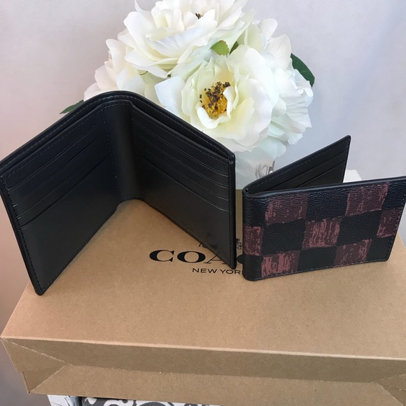 New style mens Coach checkered wallet - Picture 3 of 4